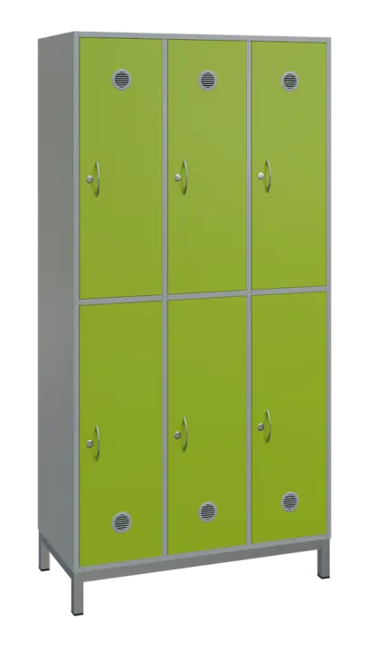 SBS-2233 šatní skříň 6-boxová, 1800x900x400 mm, kovové nohy, korpus šedý, dvířka jarní zeleň